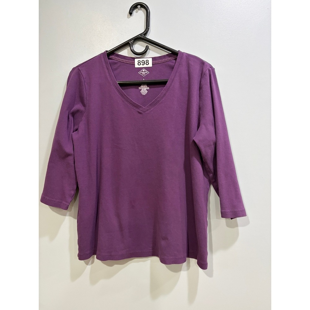 St Johns Bay Womens V-Neck 3/4 Sleeve Essential Tee Shirt